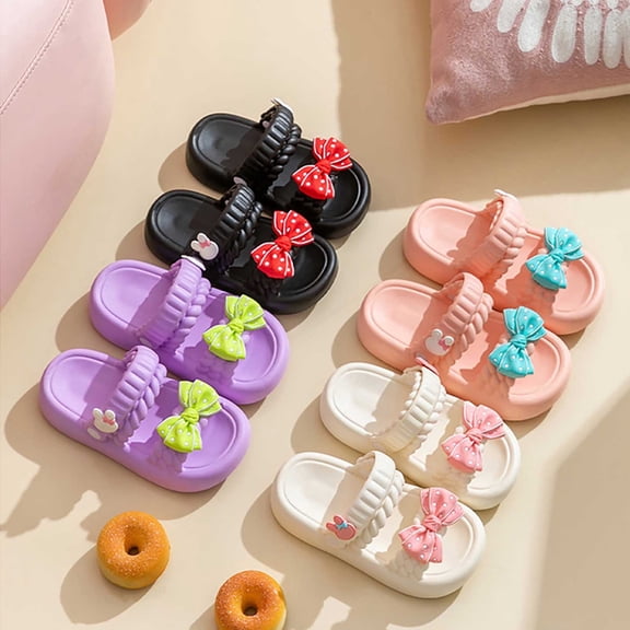 Girls' Sandals Summer Cartoon Indoor Outdoor Slippers Non Slip Comfortable Slippers for Girls Black 5.5-6 Years