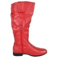 thumbnail image 3 of Forever Women Flat Heel Slouchy Mid-Calf Basic Light Weight Boots Side Zipper Hidden Elastic Opening GENTLE-61 Hot Red PU 5, 3 of 4
