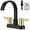 Matte Black and Brushed Gold, variant on Bathroom Faucets for Sink 3 Hole,4 Inch Centerset Waterfall Faucet 2 Handle for Bathroom Sink with Pop-Up Drain and Supply Lines Matte Black