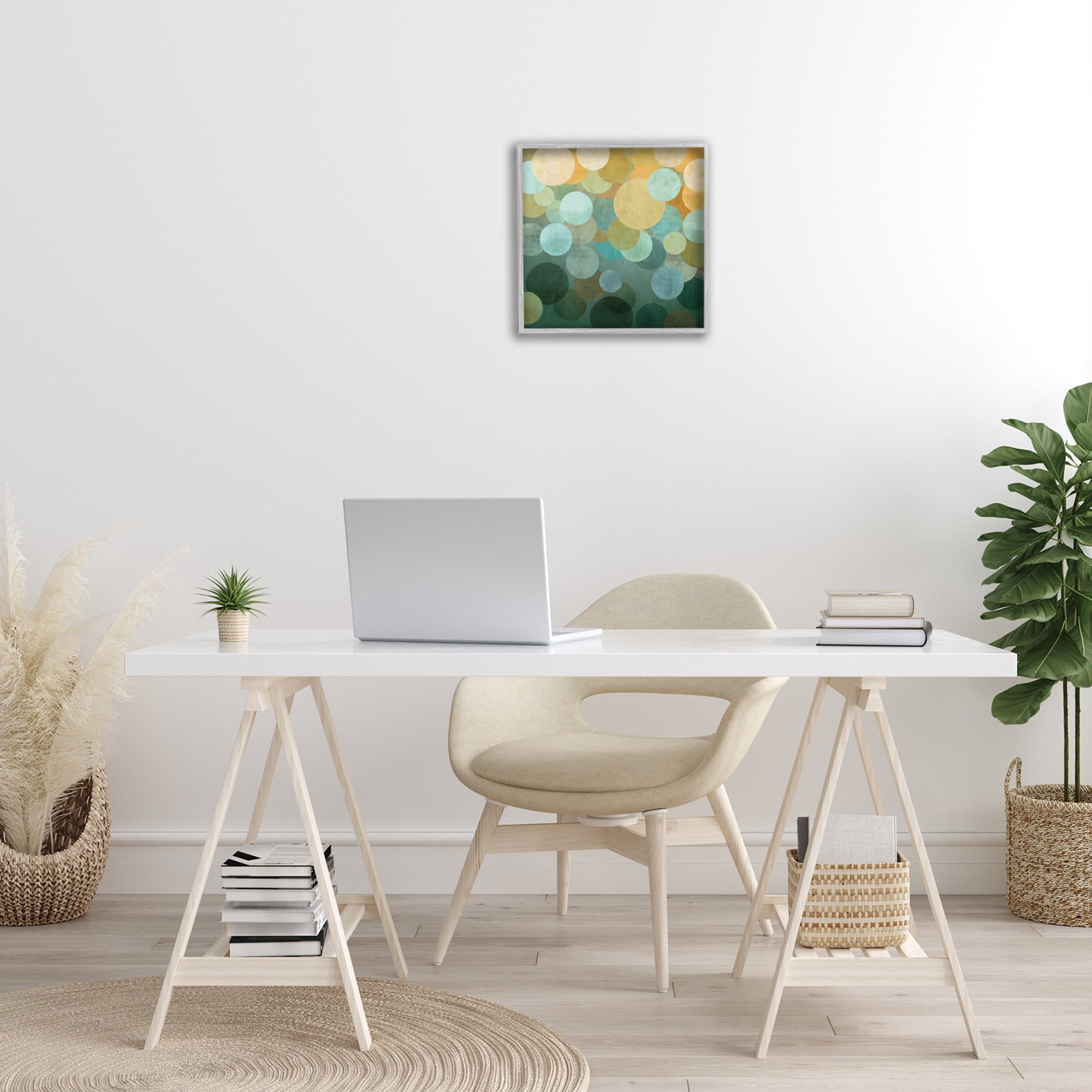 Stupell Industries Round Layered Circles Abstract Painting Gray Framed Art Print Wall Art, 17 x 17
