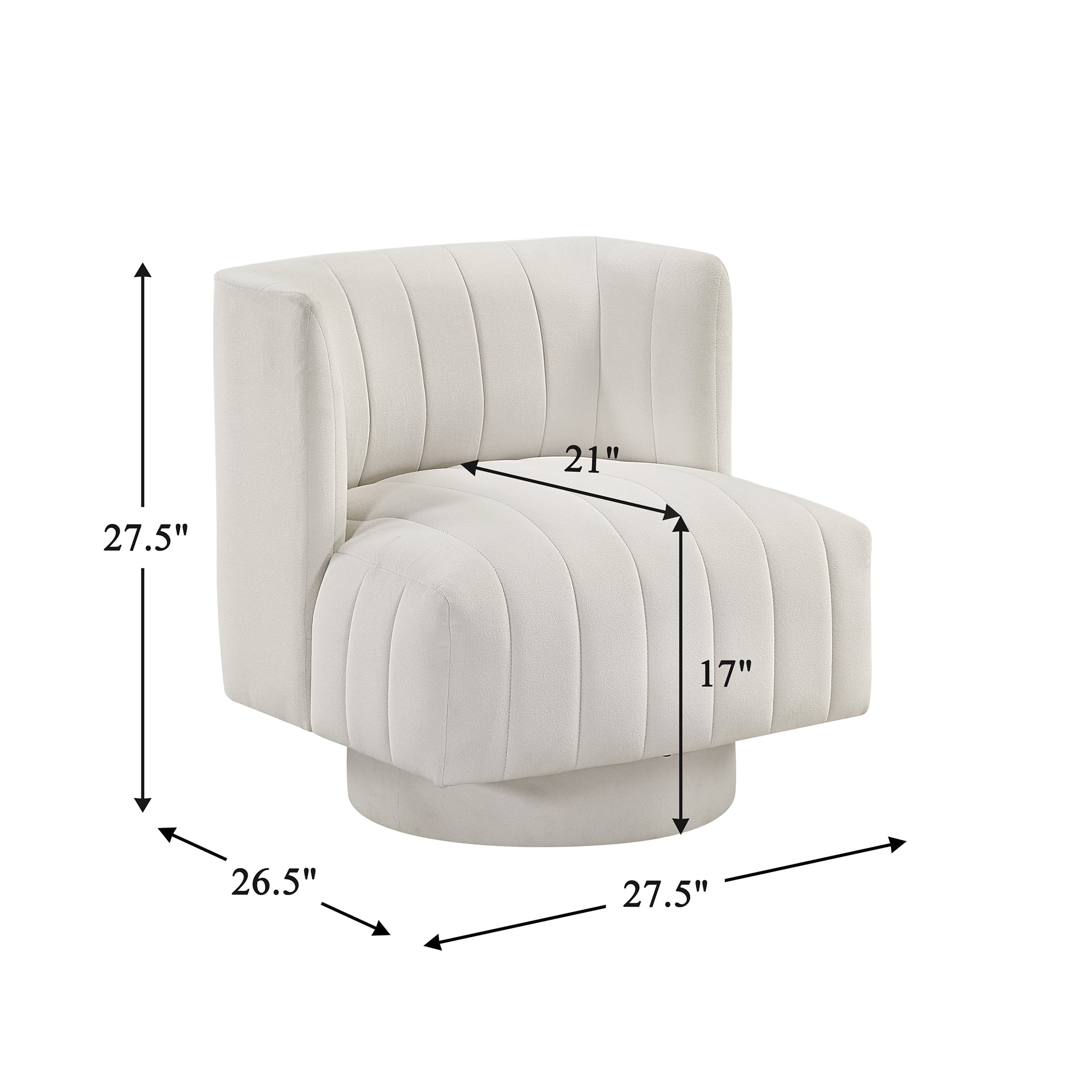 OakvillePark Glynworth Textured Fabric Chennel Tufted Swivel Chair, Beige