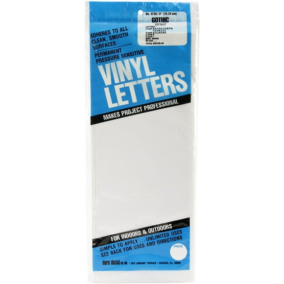 Vinyle Adhésif Permanent Lettres 6" 94/Pkg-White