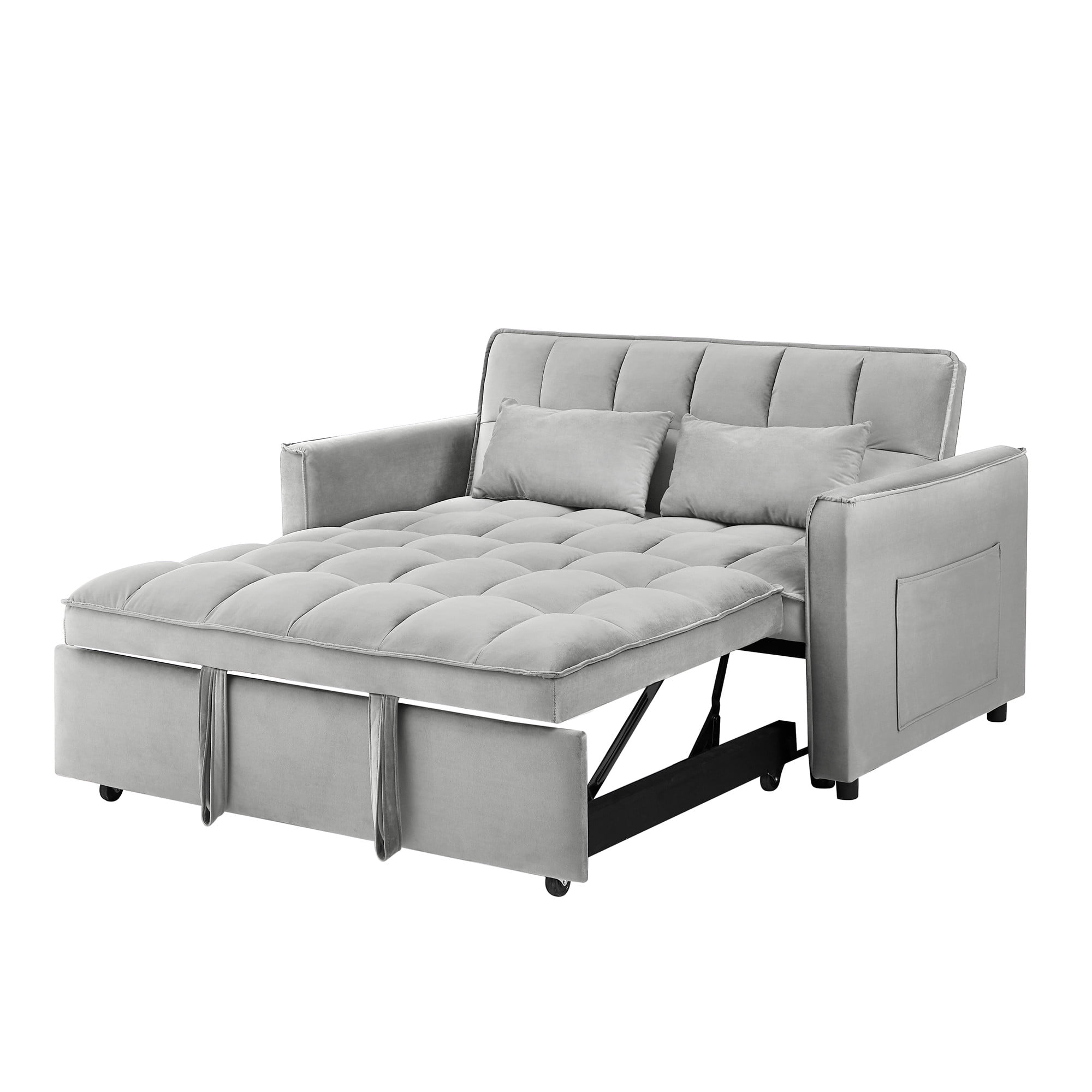 LITVZ 3-in-1 Convertible Sleeper Sofa Bed, 55 inch Small Couch with Pull Out Bed for Small Spaces