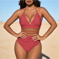 thumbnail image 2 of Xdegoge One Piece Swimsuit for Women, High Waisted with Cut Out Midriff, Deep V Neck, Halter Straps, Tummy Control, Modest Beachwear Summer Swimming Swim Suit with Padding, 2 of 5