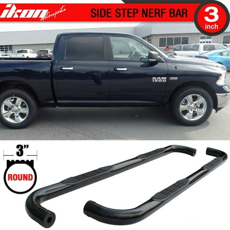 Dodge Ram Traction Bars - Fits 09-17 Dodge Ram 1500 Crew Cab 3Inch Black Nerf Bar Side Step Running Boards
