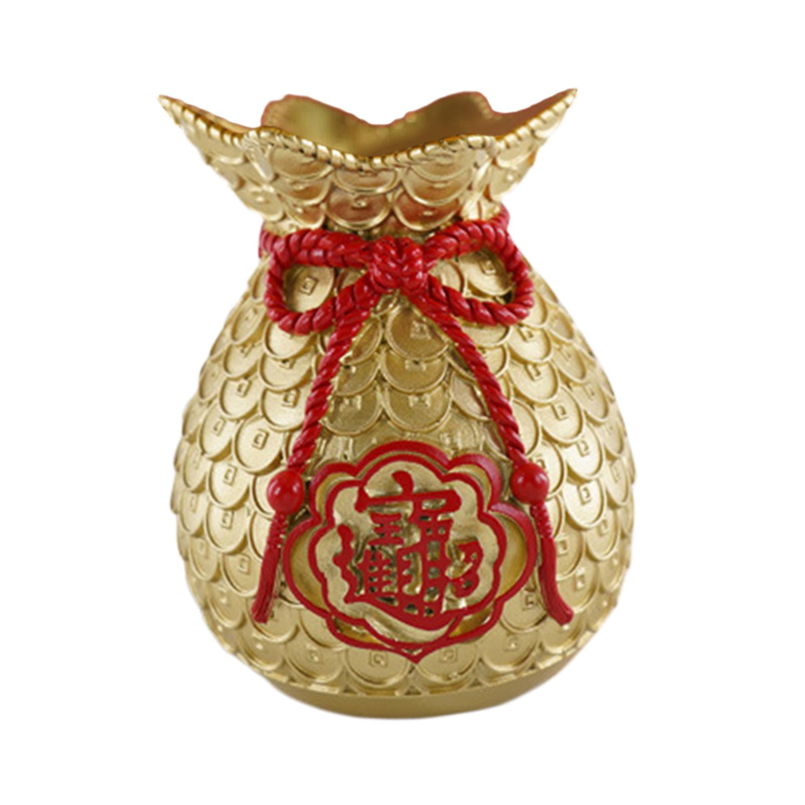 Chinese Style Bag Flower Vase, Money Bag Shape Resin Planter Pot for