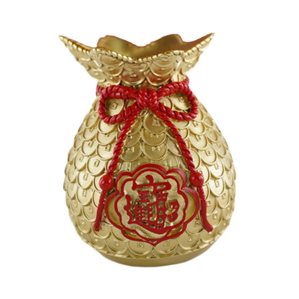 Resina Lucky Fortune Bag Florero decorativo para fiesta de oficina en el Tesoro de oro Zulema Florero de la suerte