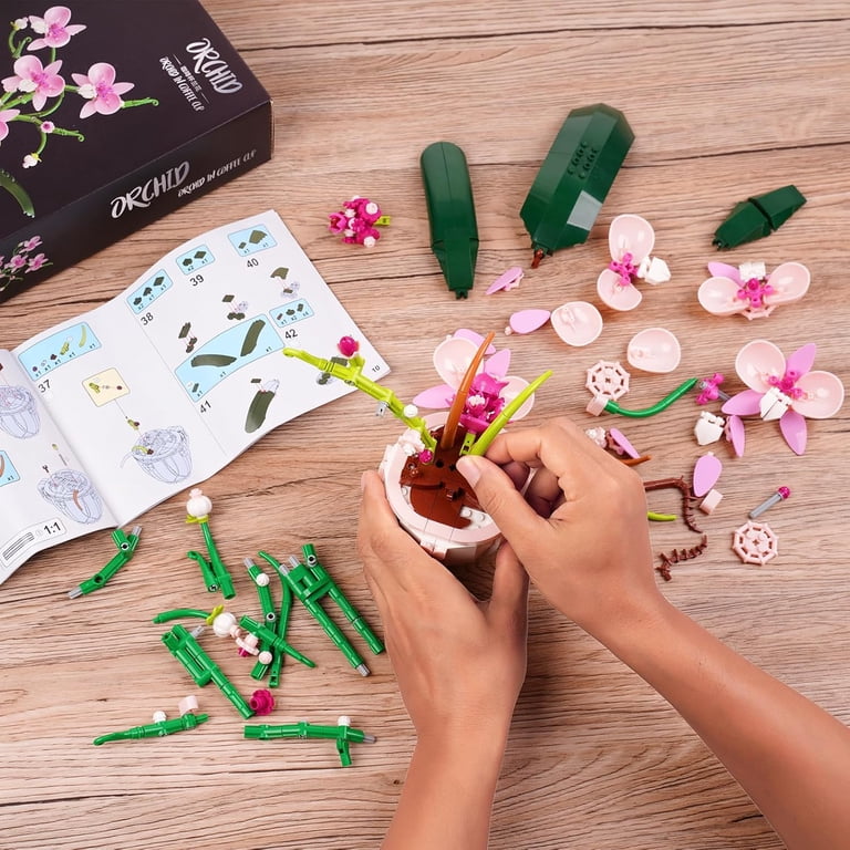 GZBrick, Home Decor Flower Building Set, 567 Pieces, Pink