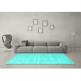 thumbnail image 3 of Ahgly Company Indoor Rectangle Solid Turquoise Blue Modern Area Rugs, 5' x 7', 3 of 4