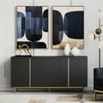 thumbnail image 3 of BELLEZE Sideboard Buffet Cabinet, 63" Storage Cabinet with 4 Doors and Adjustable Shelves, Sideboard Cabinet for Dinning Room, Kitchen & Living Room - Colemen (Ebony), 3 of 7