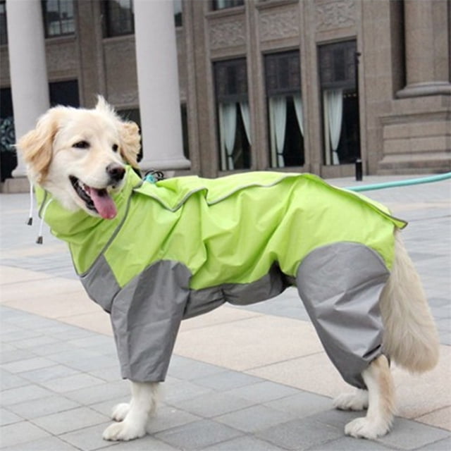 Xiao Hua Chubasquero impermeable para perros, ropa ligera para la lluvia con capucha tipo poncho (L, A02)