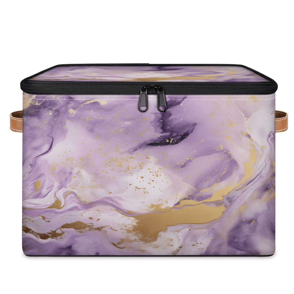 ADECORIVY Marble Geometric Color Print Storage Bin with Zipper Lid, Fabric Storage Baskets Boxes with Handles, Decorative Clothes Organizer Containers for Shelves, Wardrobe, Closet