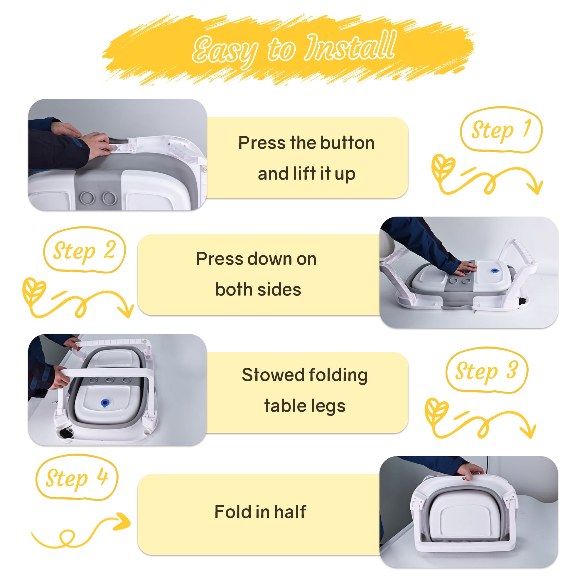 LAZIOEGR Baby Bathtub Collapsible Bathtub for Newborn, Portable Bathtub, Gray