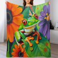 thumbnail image 4 of NIANHE Flower Frog blanket, comfortable and soft, warm casual blanket, printed design, winter sofa dormitory home decoration, must-have travel product. Size is 50x60 inches., 4 of 9