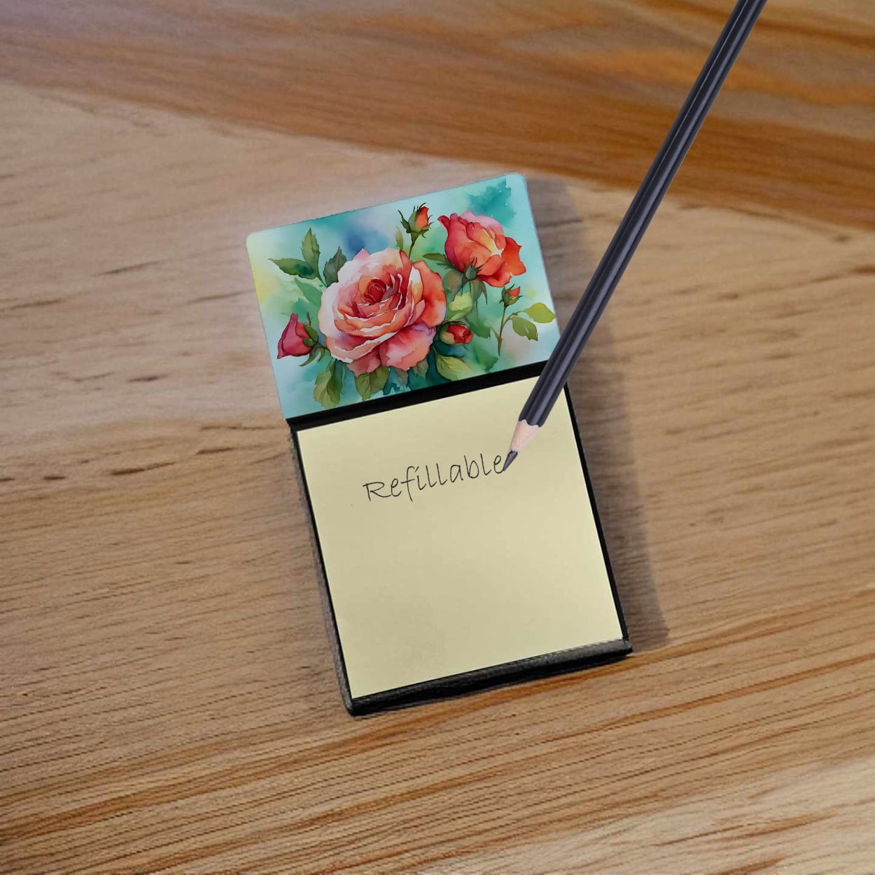Oklahoma Roses in Watercolor Sticky Note Holder 3.25 in x 5.25 in