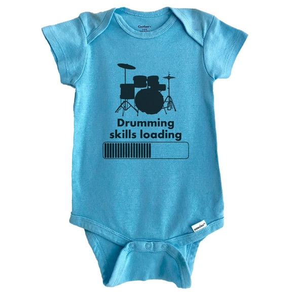 Drumming Skills Loading Funny Music Baby Bodysuit (Blue), 0-3 Months