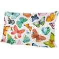 thumbnail image 6 of Watercolor Butterflies Velvet Oblong Lumbar Plush Throw Pillow Cover/Shams Cushion Case - 16x24in - Decorative Invisible Zipper Design for Couch Sofa Pillowcase Only, 6 of 7