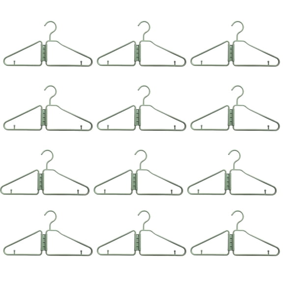 Foldable Coat Hanger, 12 Pack - Portable Travel Hangers, Space Saving Fold in Half Design, Lightweight Plastic Hangers for Coat & Clothing (Green)