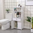 thumbnail image 1 of Miumaeov 4 Tier Bathroom Storage Cabinets Free Standing PVC Storage Organizer White Storage Furniture with 2 Doors +1 Drawer+Open Shelf for Bathroom Living Room Hallway Home Office, 1 of 9