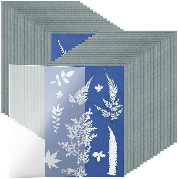 32 Pcs Sun Print Paper Kit Sun Art Paper Sensitivity Nature Printing Paper Solar Drawing Paper A5 5.8 x 8.3 Inch Sun Paper Kit for Kids Adults DIY Arts Crafts Project