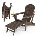 thumbnail image 6 of FONIRRA Patio Folding Outdoor Safavieh Adirondack Chair with Adjustable Back, Retractable Footrest, Coffee, 6 of 7