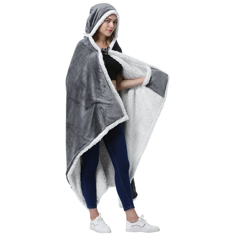  Catalonia Hooded Blanket Poncho, Wearable Blanket Wrap with  Hand Pockets