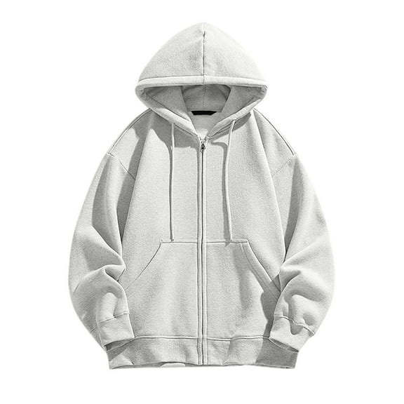 Dgankt Mens Hoodies Solid Color Hooded Cardigan Loose Casual Sports Zipper Sweatshirt Jacket,Size S-3XL