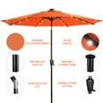 thumbnail image 5 of Sun-Ray 9 FT 32 LED Patio Solar Umbrella w/ Push Button Tilt and Crank Outdoor Umbrella, 8 Sturdy Ribs, UV Protection, Solution-Dyed Fabric, Orange, 5 of 7