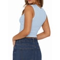 thumbnail image 3 of Women Y2K Floral Tank Top Slim Fit Sleeveless Flower Print Crop Top Crew Neck Going Out Vest Blue XL, 3 of 7