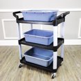 thumbnail image 3 of FixtureDisplays Chariot de Service Alimentaire 330 Lb Capaticy Chariot Utilitaire à 3 Tablettes Plateau de Rangement à Transfert par Pression Chariot d'Outils Mobile 33 X 17 X 38 Pouces Extérieur Dimensions 18002, 3 of 9