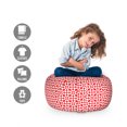 thumbnail image 2 of Mosaic Storage Toy Bag Chair, Medieval Classic Geometric Clover Leaves Baroque Fashion Flower Nostalgic, Stuffed Animal Organizer Washable Bag, Large Size, Dark Coral and White, by Ambesonne, 2 of 3