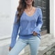 thumbnail image 1 of HongQid Women's V Neck Long Sleeve Pullover Sweater Lightweight Knit Sweaters Novelty Sweaters, 1 of 9