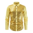 thumbnail image 4 of Mens Shirts Casual Carnival Long Sleeve Top With Metallic Sequin Design Nightclub Party Performance Shirt for Men Gold XL, 4 of 4