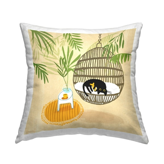 Stupell Industries Sleepy Cats on Porch Swing Decorative Printed Throw Pillow Design by Leeza Hernandez.
