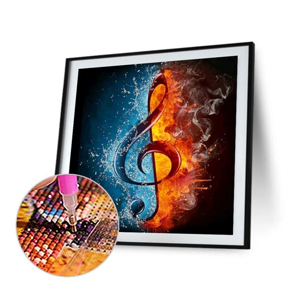 Cuadros Decorativos 5D Wdftyju bricolaje taladro redondo completo pintura diamante Musical