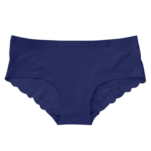 Rohuuque Women's Lace Panties Patchwork Briefs Comfortable Breathable Underwear Lace Panel Briefs Comfort Invisibles Everyday Panties Navy