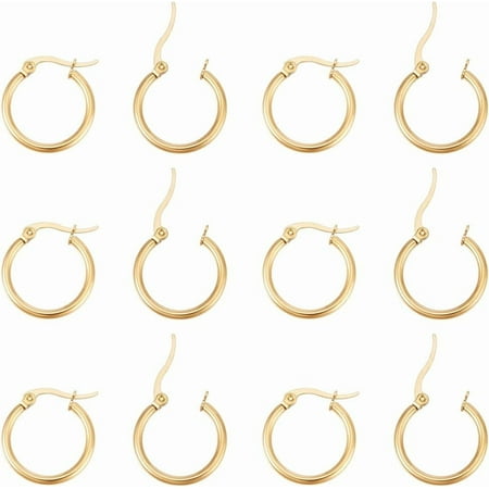 12 Pairs Stainless Steel Huggie Hoop Earrings Cartilage Ear Cuff Gold Tiny Hoop Earring Mini Hoop Earrings Hugging Hoop Earrings Sleeper Earwires Components