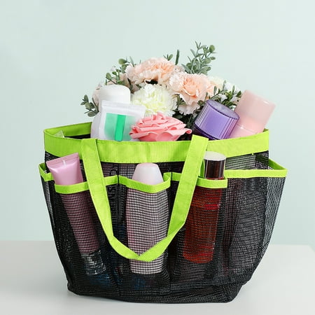 Quick Dry Mesh Shower Caddy Portable Caddy with 8 Mesh Storage Pockets, Quick Dry Shower Tote Bag Oxford Hanging Toiletry and Bath Organizer Green ()