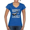 thumbnail image 2 of Wild Bobby Respect The Locals Save Our Oceans Whale Animal Lover Women Standard V-Neck Tee, Royal, XX-Large, 2 of 6