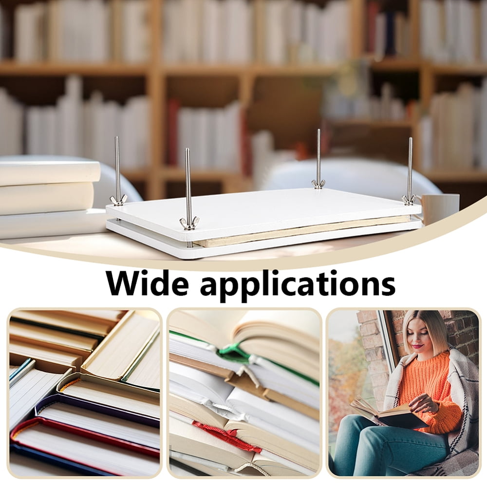 Rectangle Bamboo Portable Book Press Bookbinding Tool for Handmade Paper Press White 295x194x8mm Hole: 5mm