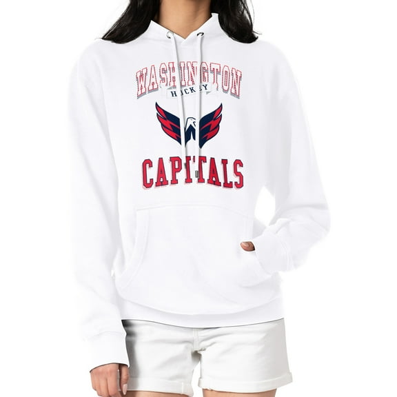 Women's G-III 4Her by Carl Banks White Washington Capitals Team Logo Tri-Blend Fleece Pullover Hoodie