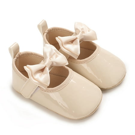 Awevudst Baby Girl Flats Shoes Infant Bow Walker Crib Shoes for Party