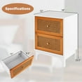 thumbnail image 3 of Costway 1 PCS Rattan Nightstand with Storage Wood End Sofa Side Table with 2 drawers Wood Legs, 3 of 9