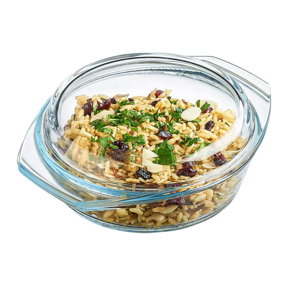Simax casserole Dish With Lid, 24 Ounce Round glass cookware, Oven and Microwave Safe Borosilicate glass, Made In Europe 075 Qt