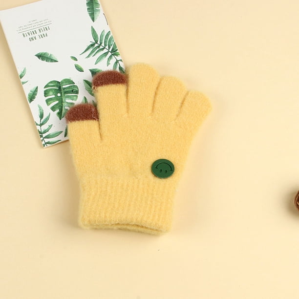 Guantes para niños, cálidos, de invierno, con forro polar, gruesos, de cinco dedos, multidedos, para niñas, de dedos completos, resistentes al frío