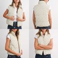 thumbnail image 2 of Polka Dot Cropped Puffer Vest Women Winter Lightweight Warm Quilted Padded Gilet with Pockets, 2 of 7