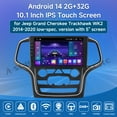 thumbnail image 2 of 10.1" Android 14 Car Radio Stereo for Jeep Grand Cherokee Trackhawk WK2 2014-2020 (5" OEM Screen), CarPlay/Android Auto/GPS Navi/Wi-Fi/BT 5.0/SWC/DSP/2+32GB, 2 of 14