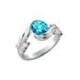 thumbnail image 2 of Blue Topaz 1 CT Ring 14K White Gold Flower Leaves Leaf, 2 of 7