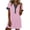 Pink, variant on Dresses for Women Button Detail Short Sleeve Solid Color Collar Neck Printed Pattern Denim Like Fashionable Daily Casual Wear Summer Dresses for Women