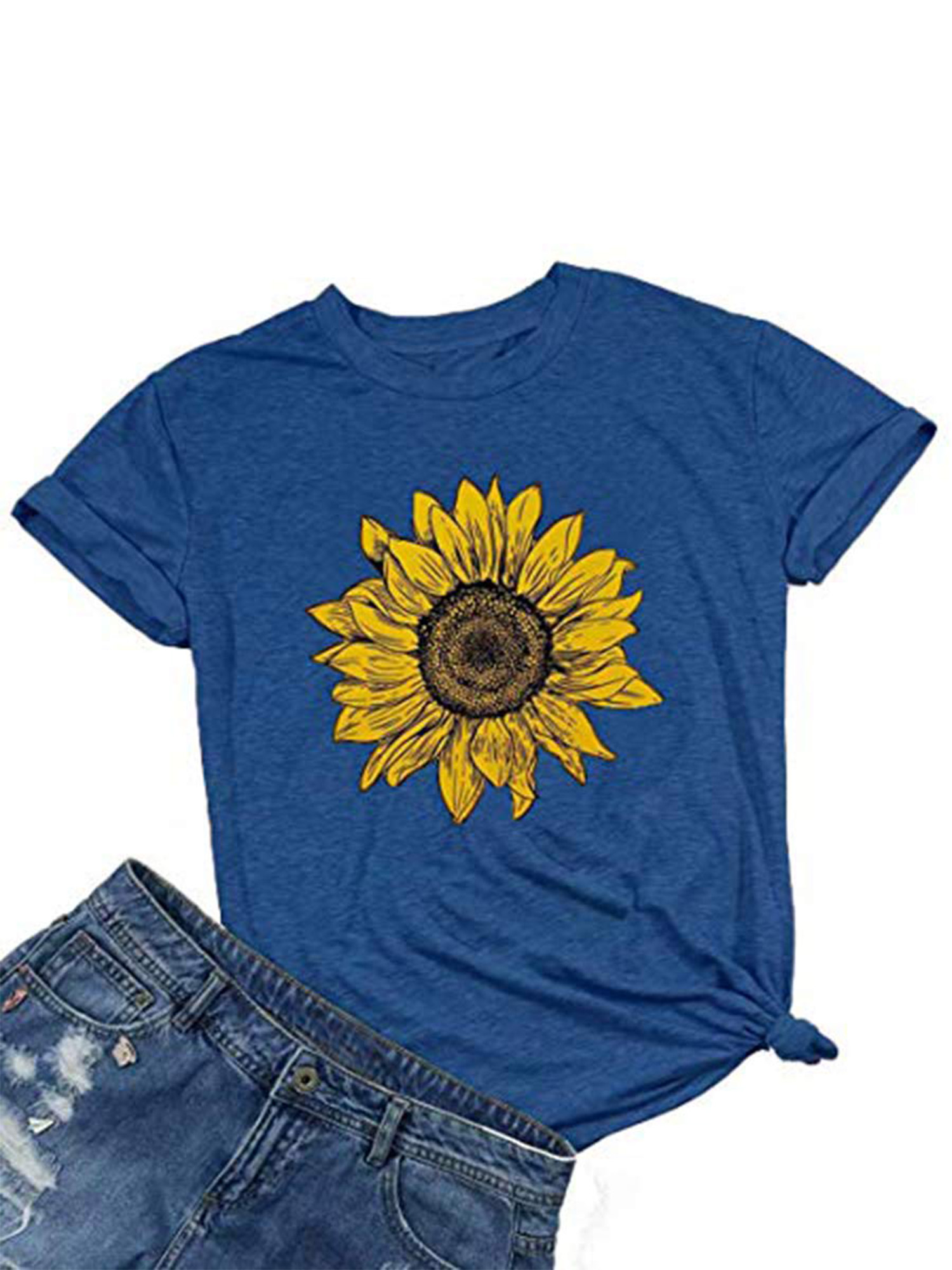 Anbech Women's Sunflower Graphic Tee – Soft Cotton Blend, Yellow, Positive Quote, Sizes XS-XL - View #14